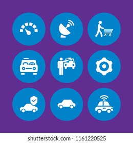 driver icon. 9 driver set with taxi, drive, car and radar vector icons for web and mobile app