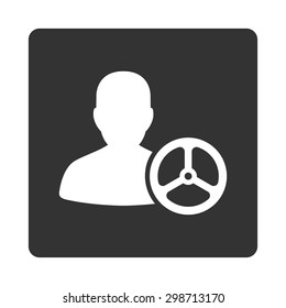 Driver icon from Commerce Buttons OverColor Set. Vector style is white and gray colors, flat square rounded button, white background.