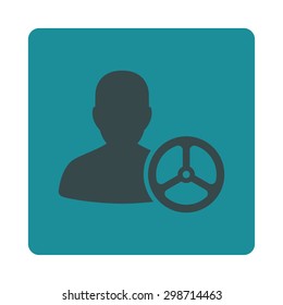 Driver icon from Commerce Buttons OverColor Set. Vector style is soft blue colors, flat square rounded button, white background.