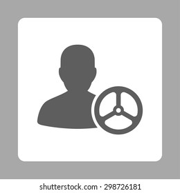 Driver icon from Commerce Buttons OverColor Set. Vector style is dark gray and white colors, flat square rounded button, silver background.