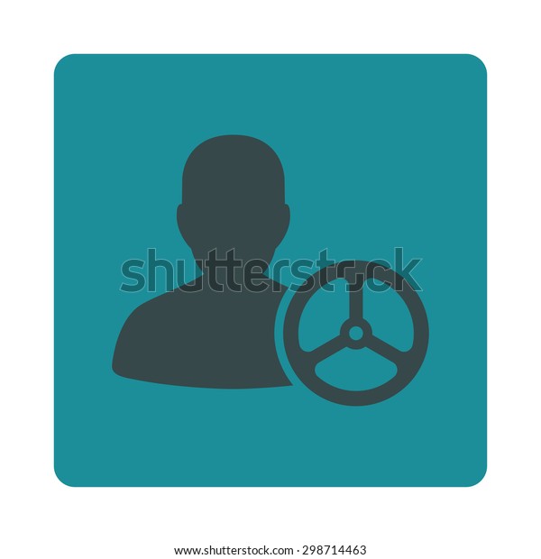Driver icon from Commerce Buttons OverColor\
Set. Vector style is soft blue colors, flat square rounded button,\
white background.