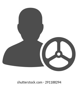 Driver icon from Commerce Set. Vector style: flat symbol, gray color, rounded angles, white background.