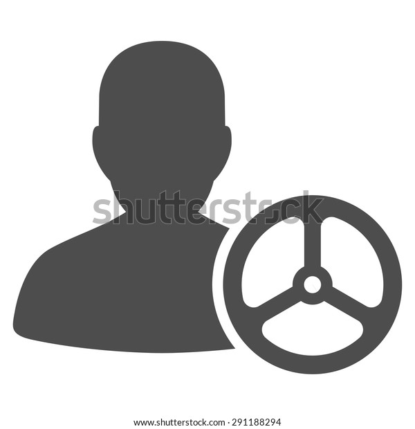 Driver icon from\
Commerce Set. Vector style: flat symbol, gray color, rounded\
angles, white\
background.