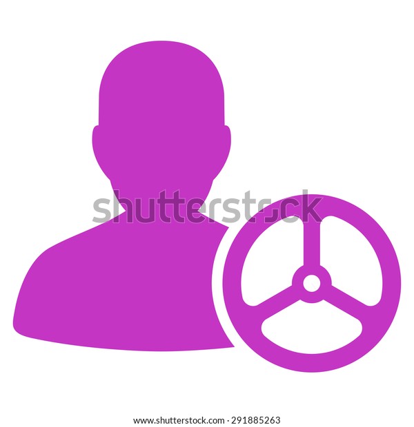 Driver icon from\
Commerce Set. Vector style: flat symbol, violet color, rounded\
angles, white\
background.