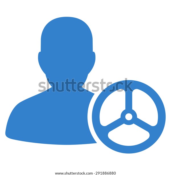 Driver icon from\
Commerce Set. Vector style: flat symbol, cobalt color, rounded\
angles, white\
background.