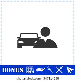 Driver icon flat. Simple vector symbol and bonus icon