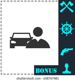 Driver icon flat. Simple vector symbol and bonus icon