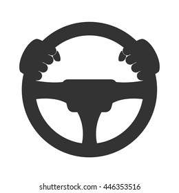 Driver icon. Flat icon of steering wheel on white background