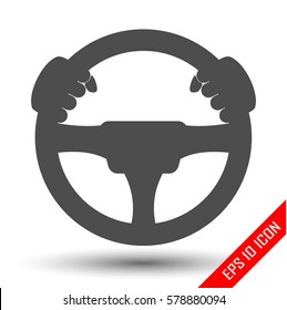 Driver icon. Flat icon of steering wheel on white background