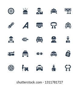 Driver Icon Set. Collection Of 25 Filled Driver Icons Included Brake, Delivery Man, Taxi, Wheel, Idrive, Seat Belt, Driver, Belt, Drive, Adrive, Hooter