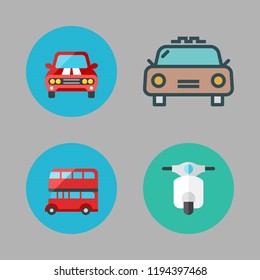 driver icon set. vector set about car, motorbike, bus and taxi icons set.