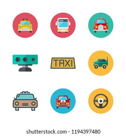 driver icon set. vector set about car, taxi, bus and sensor icons set.