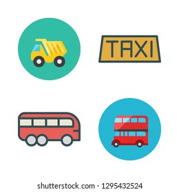 driver icon set. vector set about bus, dump truck and taxi icons set.