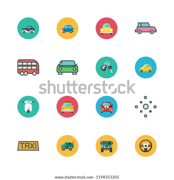 driver icon set. vector set about bus, taxi,\
motorbike and car icons\
set.