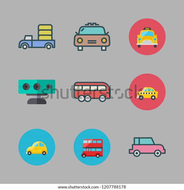driver icon set. vector set about sensor, taxi, bus\
and car icons set.