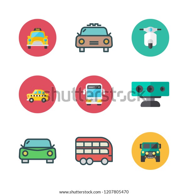 driver icon set. vector set about car, motorbike,\
taxi and sensor icons\
set.