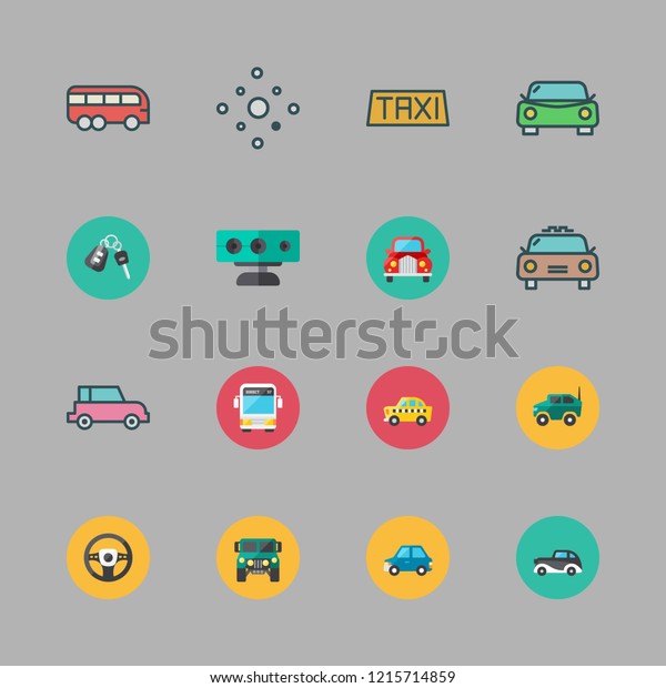 driver icon set. vector set about taxi,\
steering wheel, hail and sensor icons\
set.