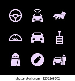 driver icon. driver vector icons set speedometer, flash driver, car with signal and pedal