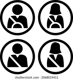 Driver Icons male and female with seat belt