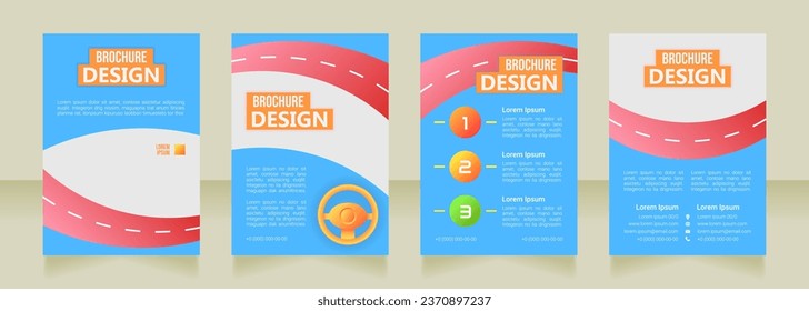 Driver improvement course blank brochure design. Template set with copy space for text. Premade corporate reports collection. Editable 4 paper pages. Bebas Neue, Ebrima, Roboto Light fonts used