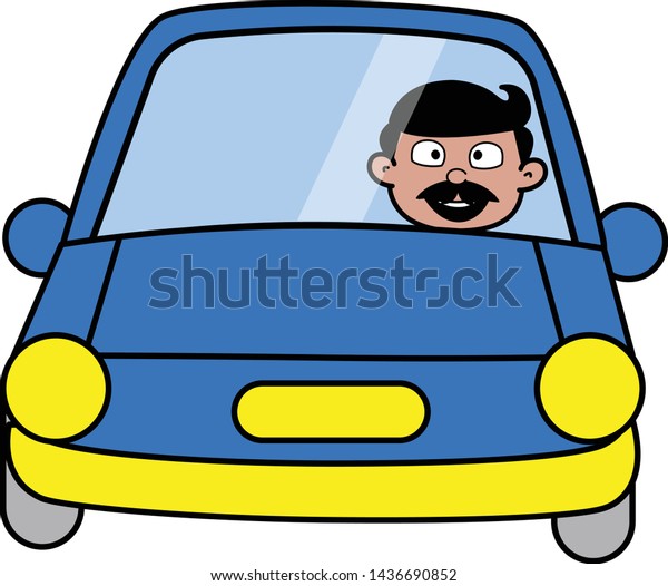 Driver Inside the Car - Indian Cartoon Man\
Father Vector\
Illustration