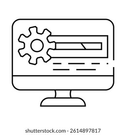 driver installation repair computer line icon vector. driver installation repair computer sign. isolated contour symbol black illustration