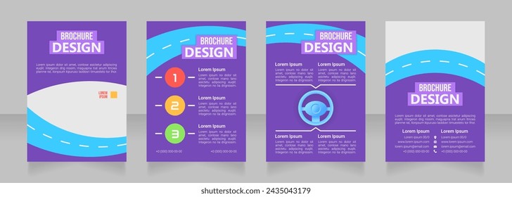 Driver insurance blank brochure design. Template set with copy space for text. Premade corporate reports collection. Editable 4 paper pages. Bebas Neue, Ebrima, Roboto Light fonts used