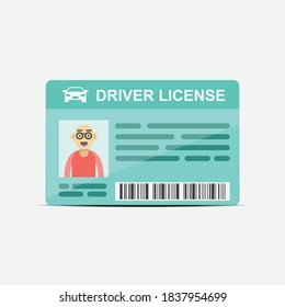 Driver licence card icon vector flat design isolated on white background.