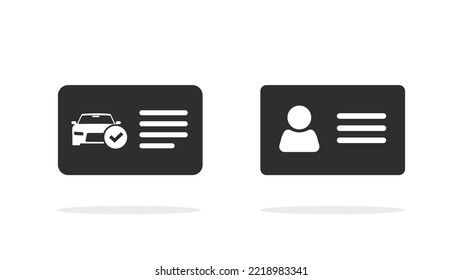 Driver licence pictogram vector or id identity profile card, national residence permit document editable black and white, social passport personal information, car vehicle registration doc