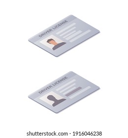 Driver license concept set. Colored Isometric vector illustration. Isolated on white background.