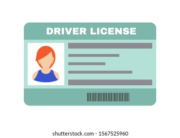 Driver License Flat Stylewoman Avatar Identity Stock Vector (Royalty ...