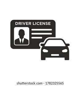 Driver license icon. Car. Vector icon isolated on white background.