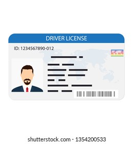 Driver license icon. Driving card with man photo or avatar. Vector illustration.