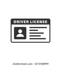 Driver license icon in flat style. Id card vector illustration on white isolated background. Identity business concept.