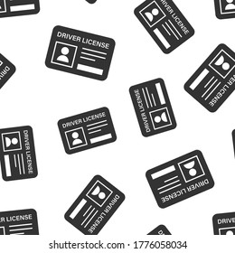 Driver license icon in flat style. Id card vector illustration on white isolated background. Identity seamless pattern business concept.