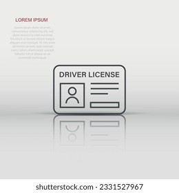Driver license icon in flat style. Id card vector illustration on white isolated background. Identity business concept.