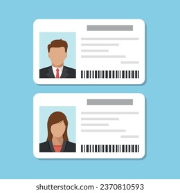 Driver license icon in flat style. Identification document vector illustration on isolated background. Profile card sign business concept.