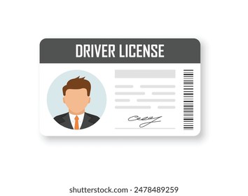 Icono de Licencia del conductor en estilo plano. Ilustración vectorial de tarjeta de identificación en fondo aislado. Concepto de negocio de firma de documento de persona.