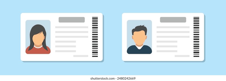 Driver license icon in flat style. Identification document vector illustration on isolated background. Profile card sign business concept.