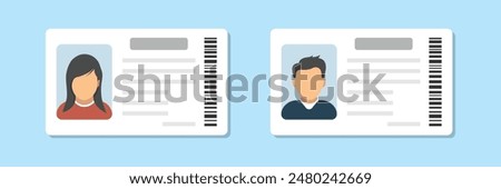 Driver license icon in flat style. Identification document vector illustration on isolated background. Profile card sign business concept.