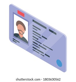 Driver license icon. Isometric of driver license vector icon for web design isolated on white background