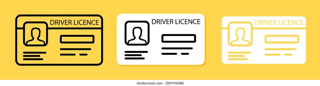 Driver license icon set. Driver id card. Driver s personal document. Vector line icon for Business and Advertising.