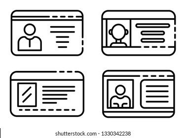 Driver license icons set. Outline set of driver license vector icons for web design isolated on white background