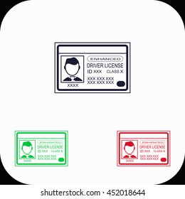 Driver license Illustration set. Blue, green, red icon.