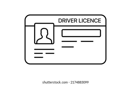 Driver license line icon. Traffic Laws, highway code, road sign, Permission for the right to use a car. Traffic rules concept. Vector line icon for Business and Advertising
