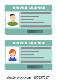 Driver License Man Woman Flat Designe Stock Vector (Royalty Free ...