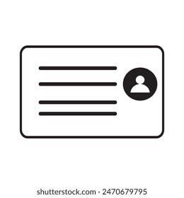 Driver license, staff identification and Employee clerk card on white background. ID card icon. Identification card icon. vector illustration