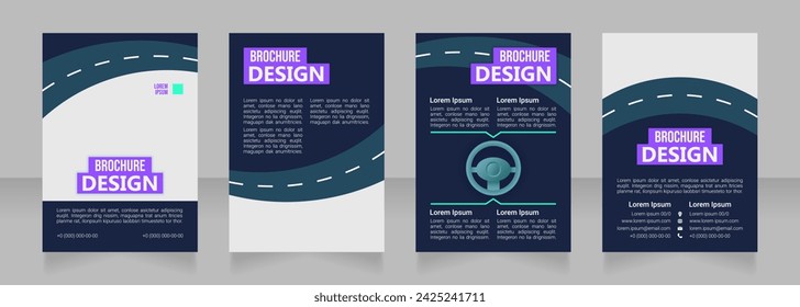 Driver license test blank brochure design. Template set with copy space for text. Premade corporate reports collection. Editable 4 paper pages. Bebas Neue, Ebrima, Roboto Light fonts used