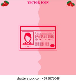 Driver license vector  icon. Strawberry Background.