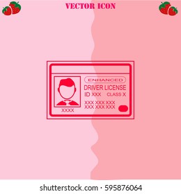 Driver license vector  icon. Strawberry Background.